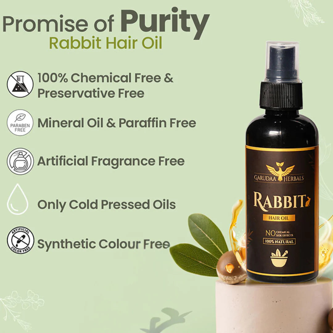 🌿🐇 Rabbit Hair Oil (30 ml) Pack of 2 – The Ultimate Ayurvedic Solution for Hair Rejuvenation! 🐇🌿