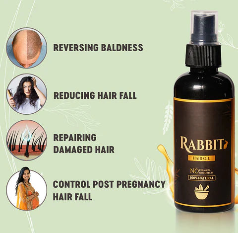 🌿🐇 Rabbit Hair Oil (30 ml) Pack of 2 – The Ultimate Ayurvedic Solution for Hair Rejuvenation! 🐇🌿